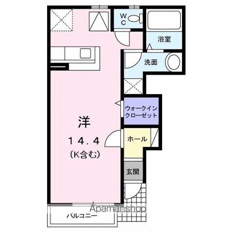 リバーストーンⅡ(ワンルーム/1階)の間取り写真