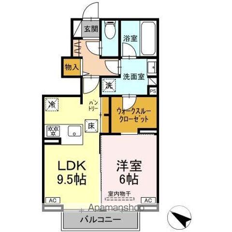アナシエ富田町(1LDK/1階)の間取り写真
