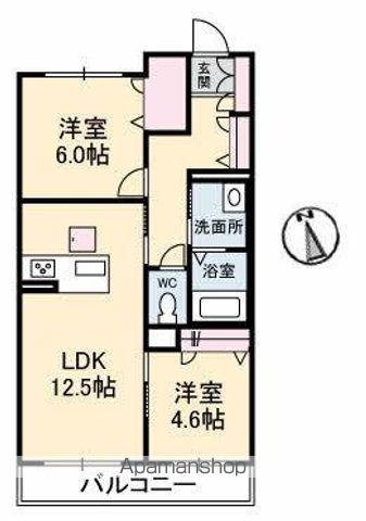 メリーベル(2LDK/1階)の間取り写真