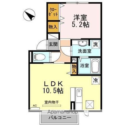 セジュール上ノ山Ⅱ(1LDK/1階)の間取り写真