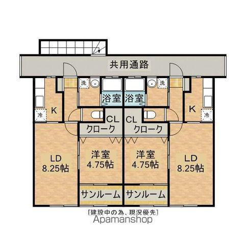 ル・シエル吉尾 A・B(2K/1階)の間取り写真