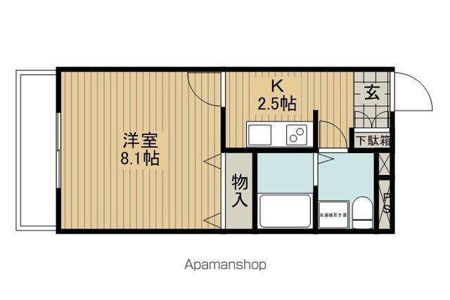 スカイハイム山下(1K/1階)の間取り写真
