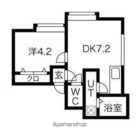 フラットJ白石本通 C(1DK/2階)の間取り写真