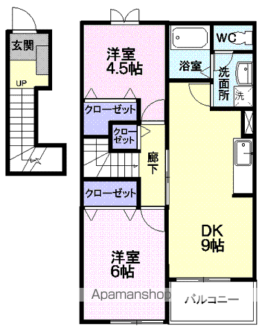 エクセレントヴィラ A(2LDK/2階)の間取り写真