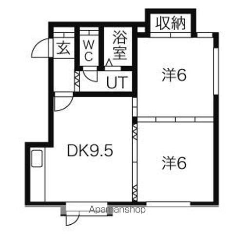 シェーンブルン月寒東(2LDK/1階)の間取り写真
