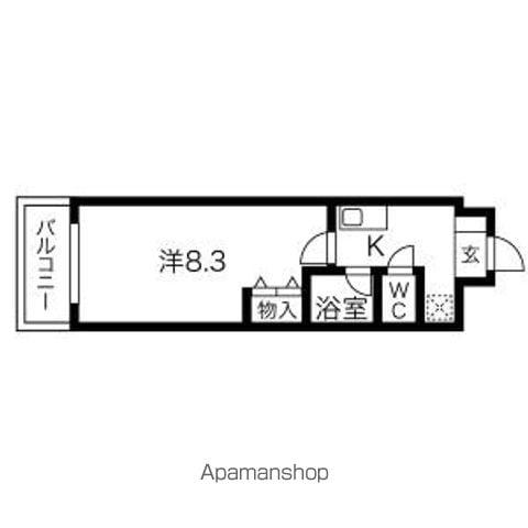 ベル黒川(1K/9階)の間取り写真