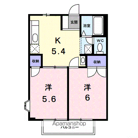 ニューシティカームHIRAOK(2K/2階)の間取り写真