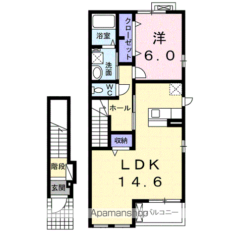 グラント ジェルメ壱番館(1LDK/2階)の間取り写真