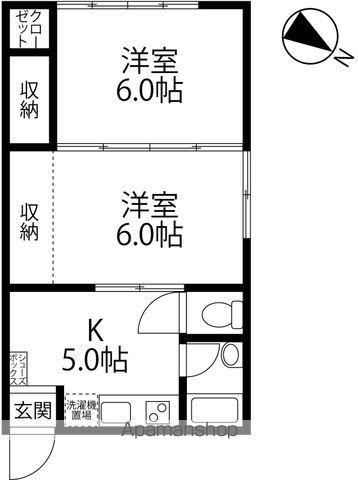 コーポラス丸栄(2DK/1階)の間取り写真