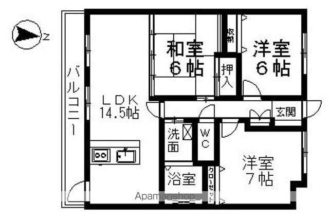 ファヴォール白壁(3LDK/6階)の間取り写真