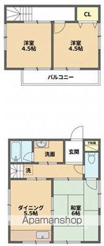 川越線 南古谷駅 徒歩19分 2階建 築54年(3DK)の間取り写真
