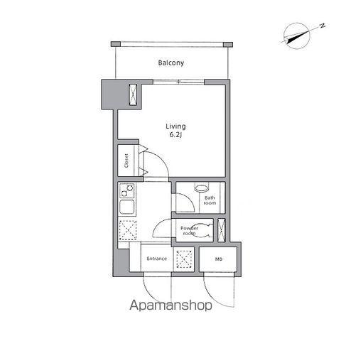 レジディア東品川(1K/11階)の間取り写真