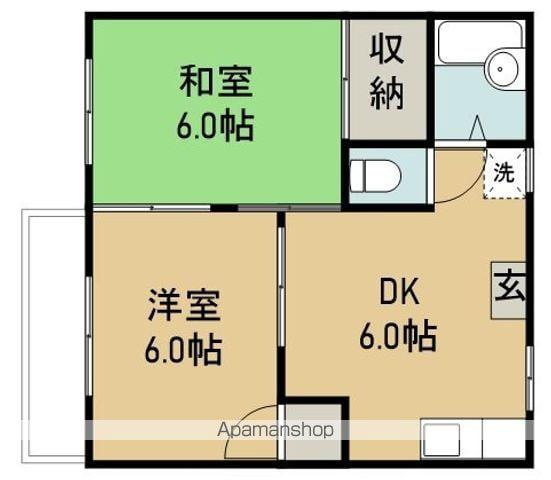 コーポラス戸手(2DK/2階)の間取り写真