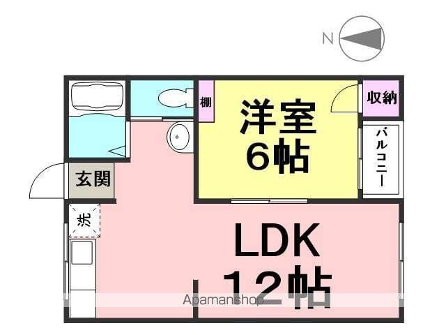 シャトーアムール(1LDK/2階)の間取り写真