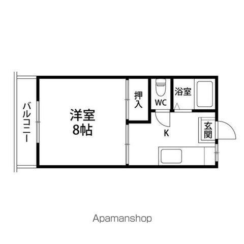 グランドハイツ向陽台(1K/1階)の間取り写真