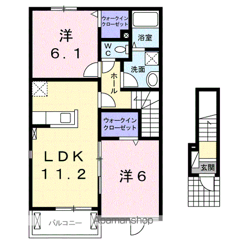 コンファーレⅠ(2LDK/2階)の間取り写真