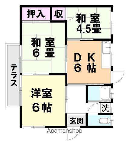 鹿児島本線 千鳥駅 徒歩13分 1階建 築42年(3DK)の間取り写真