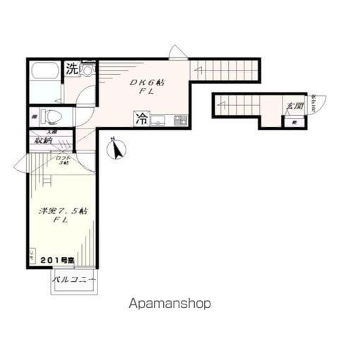 メゾン四ツ谷(1DK/2階)の間取り写真