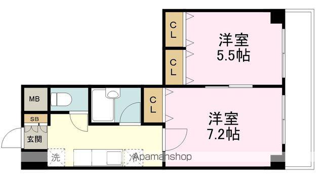 モンレーブ通町(2K/3階)の間取り写真