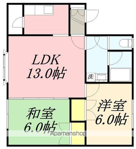 ポプラハイツB(2LDK/2階)の間取り写真