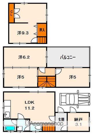 京阪電気鉄道京阪線 橋本駅(京都) 徒歩2分 3階建 築43年(4SLDK)の間取り写真