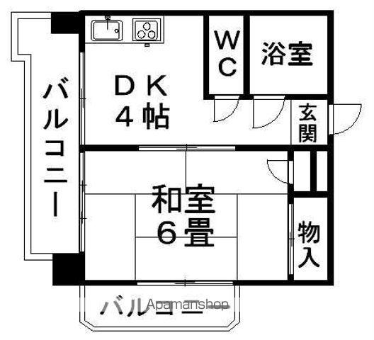 メゾンドSACHI(1DK/4階)の間取り写真