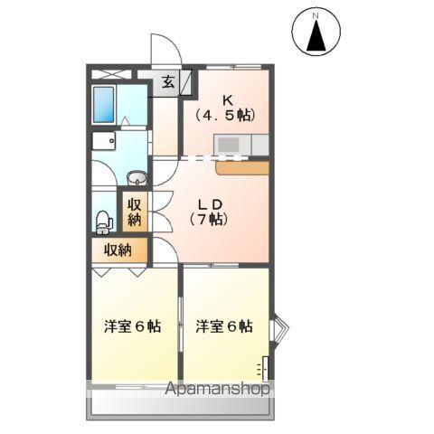 クレストール・イン(2LDK/2階)の間取り写真