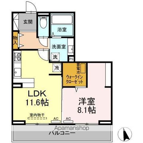 ヴェルチュ南庄町(1LDK/3階)の間取り写真