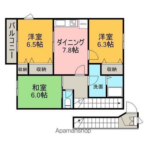 ファーストプレイスⅠ(3DK/2階)の間取り写真