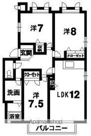 グランシード末広(3LDK/2階)の間取り写真