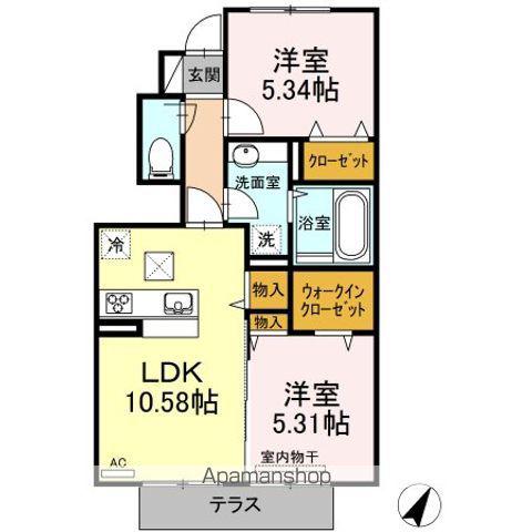 クレセント Ⅰ(2LDK/1階)の間取り写真