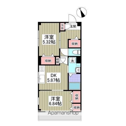 フィオーレ2(2DK/1階)の間取り写真