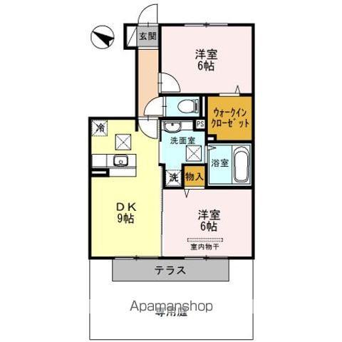 ラヴィベル(2DK/1階)の間取り写真