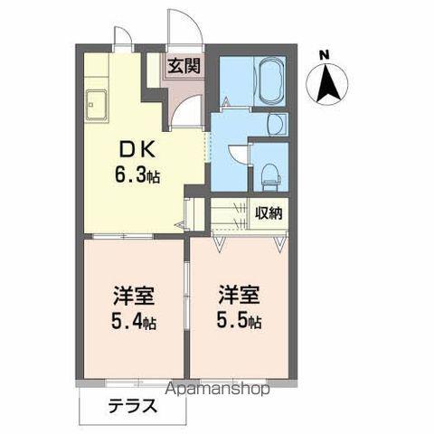 ヴィータA(2DK/1階)の間取り写真