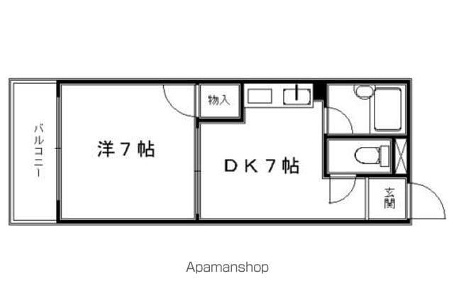 御所西ハウス(1DK/2階)の間取り写真