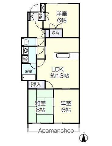 サンライズ中瀬(3LDK/3階)の間取り写真