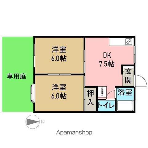 ホワイトパレスB棟(2DK/1階)の間取り写真