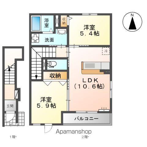 フェリチターレボスコ(2LDK/2階)の間取り写真