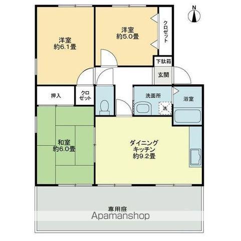 FO.トロワ木太B(3DK/1階)の間取り写真