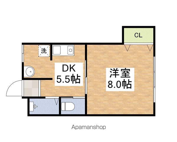 五條ハイツ(1DK/2階)の間取り写真