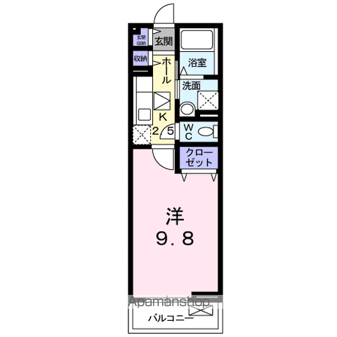 クロスロード2(1K/1階)の間取り写真