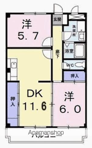 セレニオンハイツ(2LDK/2階)の間取り写真