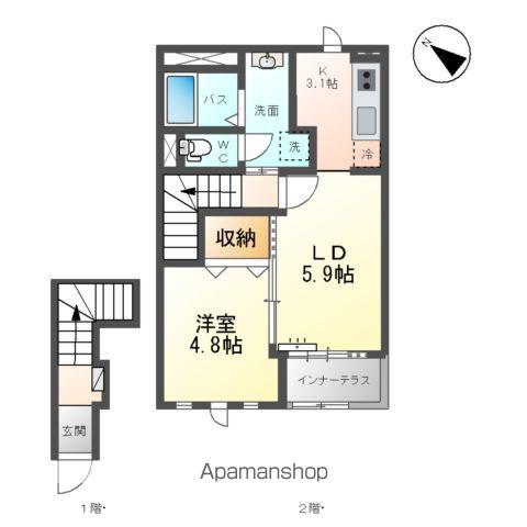 GLORIA(1LDK/2階)の間取り写真