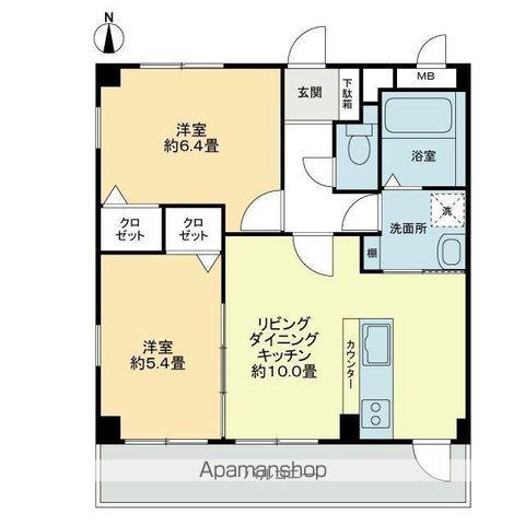 フォブール山地(2LDK/1階)の間取り写真