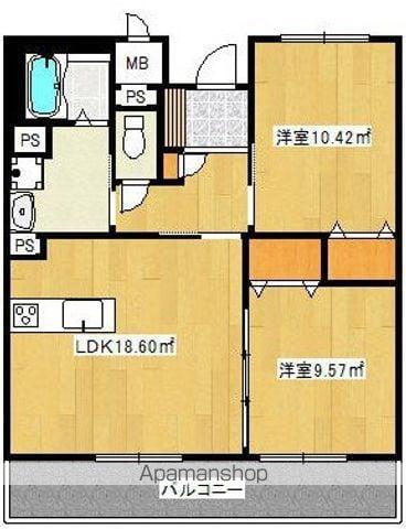 フェリオ仙北(2LDK/2階)の間取り写真