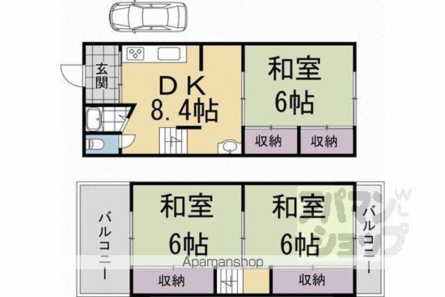 梅津罧原町貸家　東から１軒目(3DK)の間取り写真
