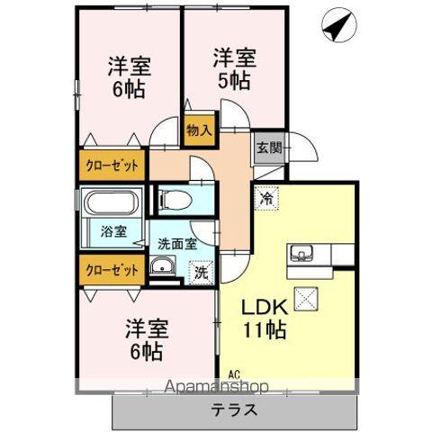 リビングタウン美里(3LDK/1階)の間取り写真