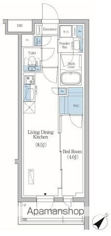 プライムブリス品川旗の台(1LDK/4階)の間取り写真