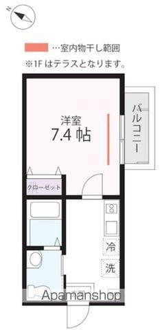 ハーミットクラブハウス浅間台B(1K/2階)の間取り写真