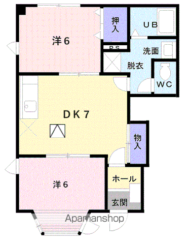 すみれ館Ⅲ(2DK/1階)の間取り写真